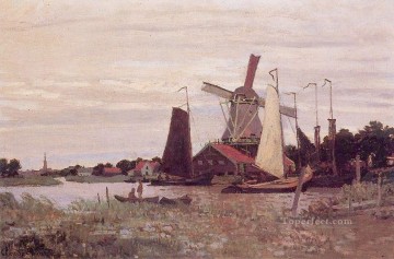  Wind Oil Painting - A Windmill at Zaandam Claude Monet